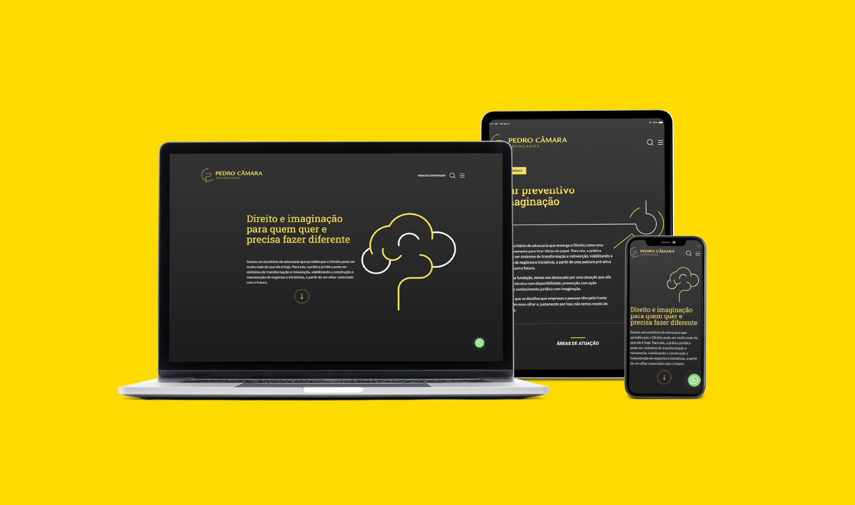 mockup das telas do site